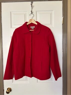 TanJay Bright Red Wool-Blend Button Jacket